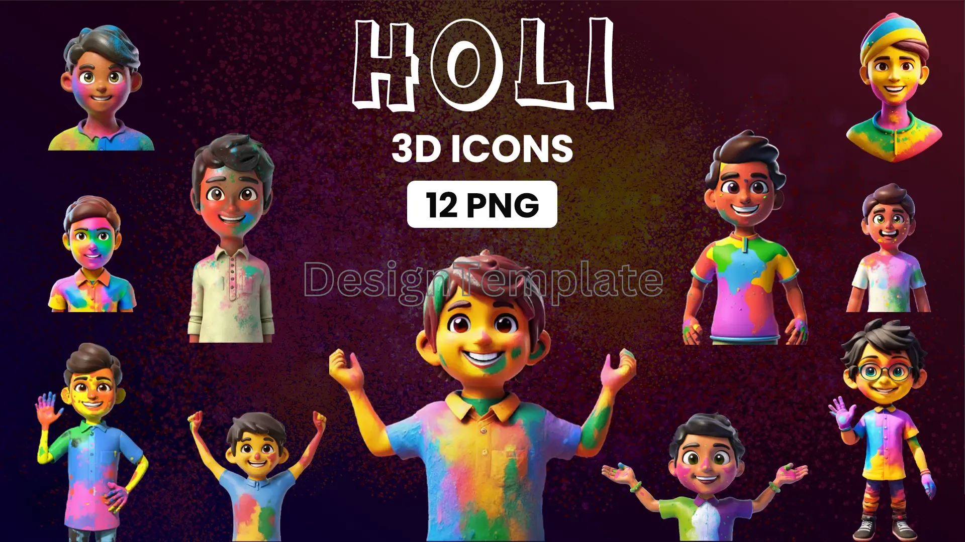 Holi Festival 3D Character Design Assets